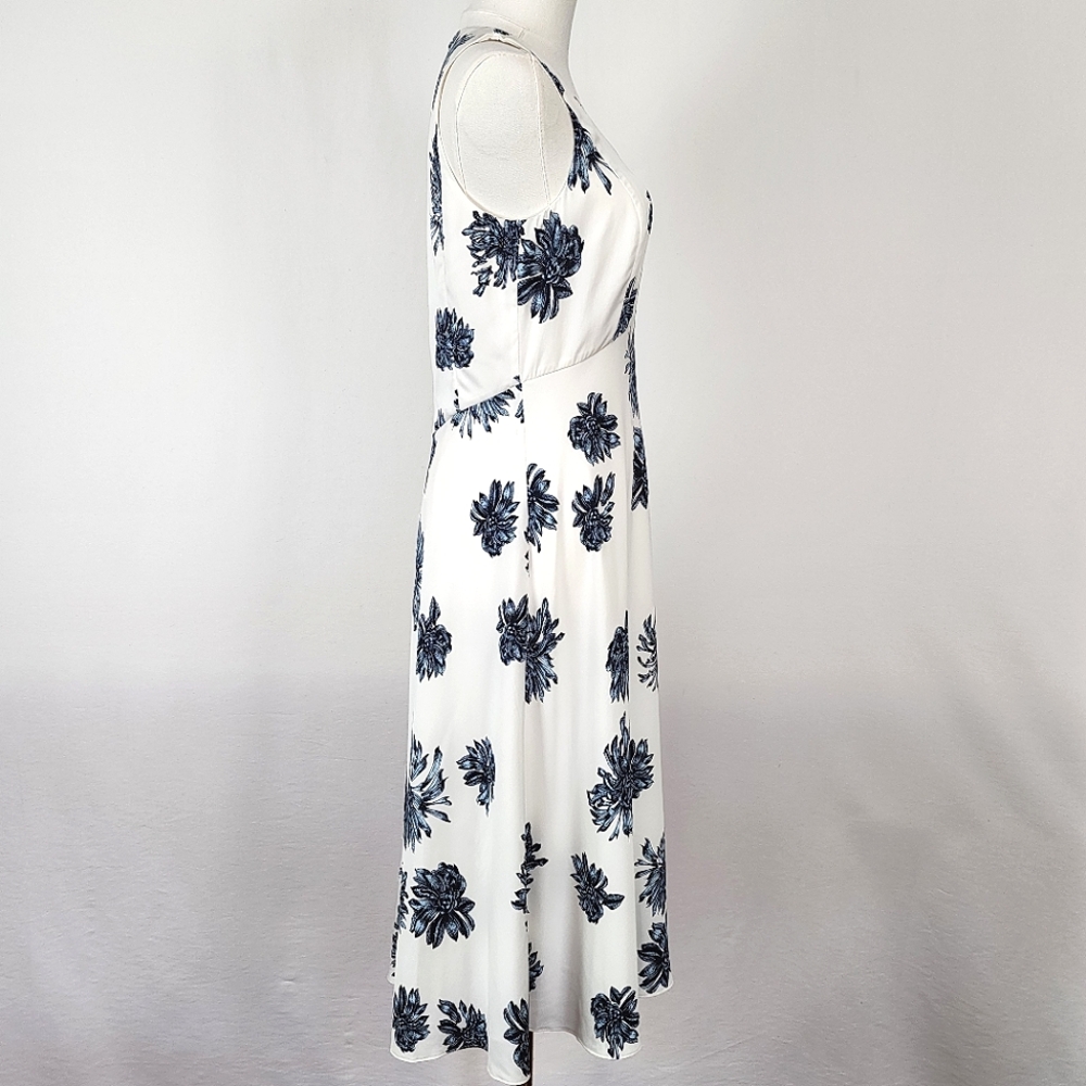 NWT Nordstrom Collection Silk Midi Slip Dress Size 6 Floral Ivory & Blue - Picture 4 of 14